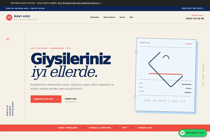 Kuru Temizleme örnek web sitesi ekran görüntüsü