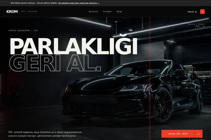 Oto Detailing örnek web sitesi ekran görüntüsü