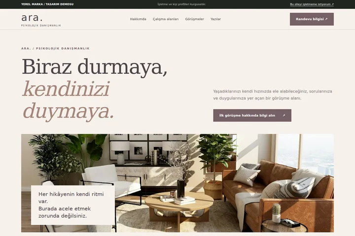 Psikolog örnek web sitesi ekran görüntüsü