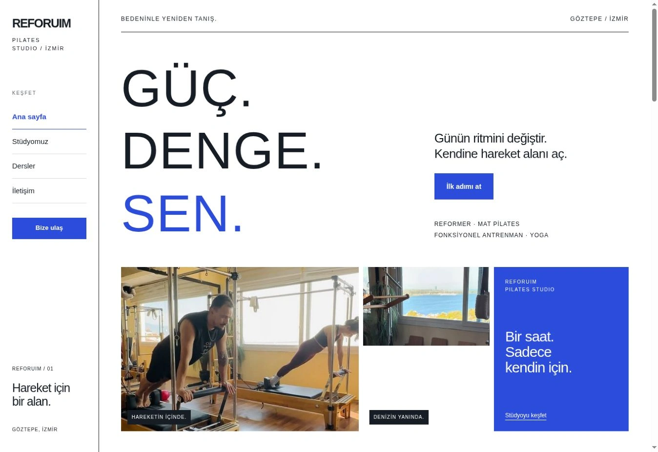 Reforuim Pilates web sitesinin gerçek masaüstü ekran görüntüsü